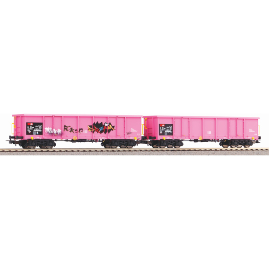 Zestaw 2 wagonów towarowych odkrytych Eaos z graffiti Piko 58393 H0 1:87